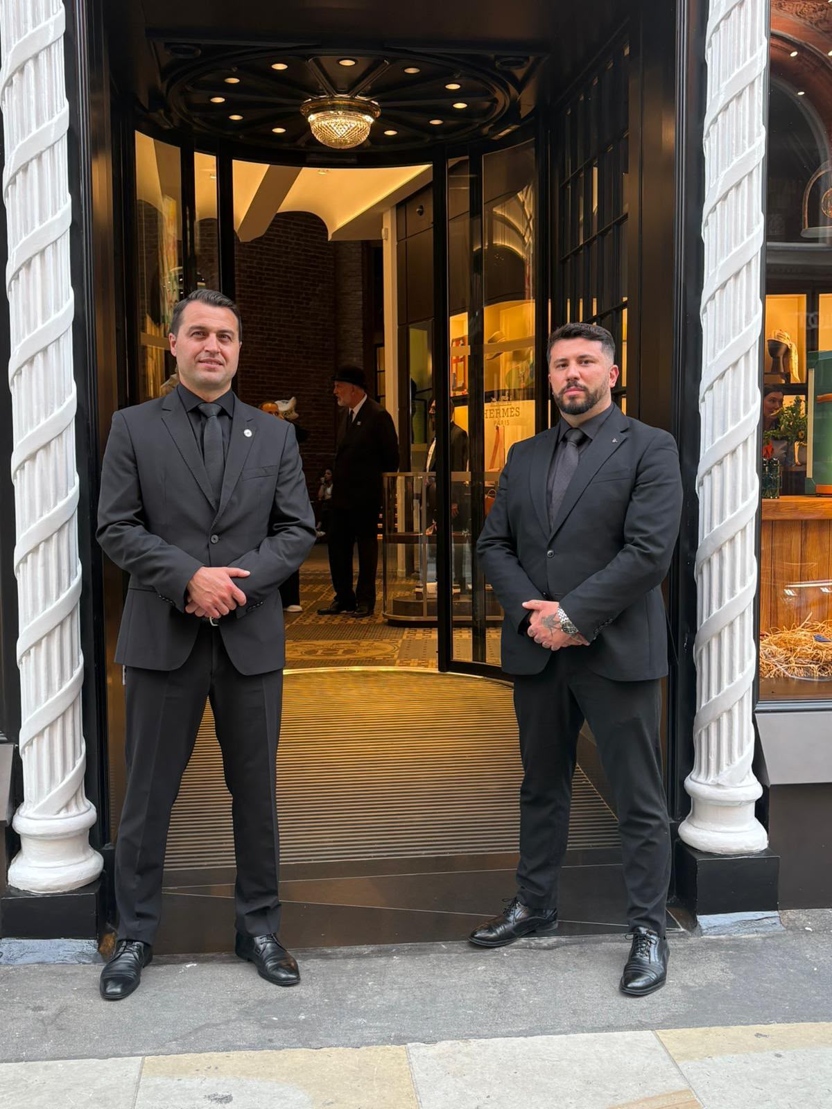 Officers outside a West End flagship.